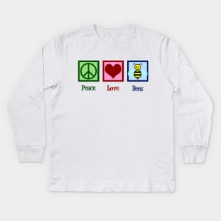 Peace Love Bees Kids Long Sleeve T-Shirt